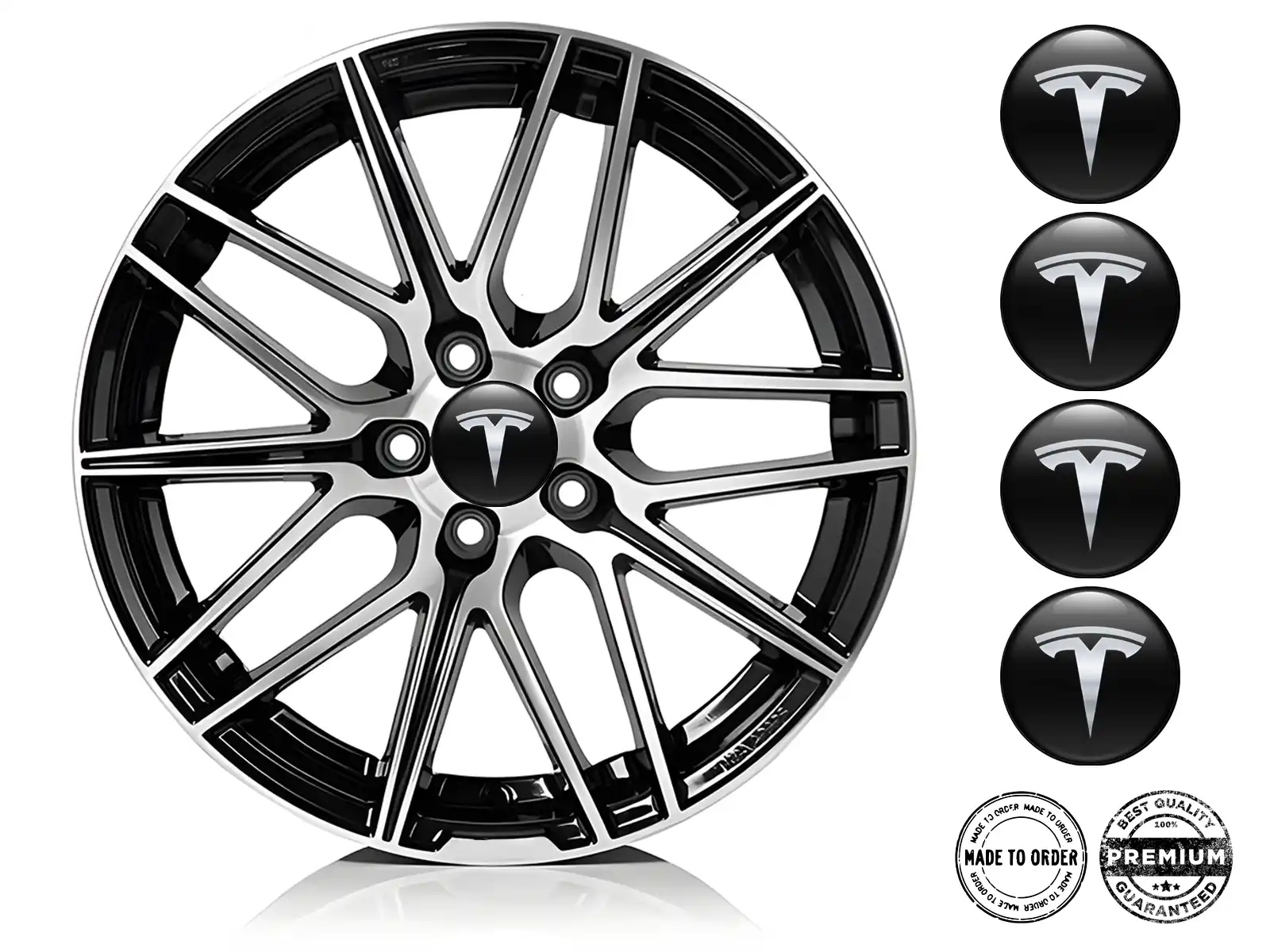 Tesla Pegatina de Rueda Edición Logos de Cúpula de Lujo